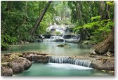 Waterval in het bos - 90x60 Canvas Liggend - Landschap - Natuur