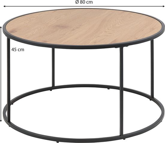 Smuk Table basse Ø 80 cm Chelsea Zwart - Chêne
