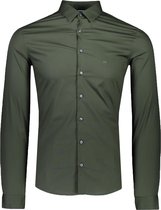 Calvin Klein Overhemd Groen Aansluitend - Maat UK14.5-EU37 - Heren - Herfst/Winter Collectie - Katoen;Elastaan