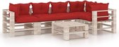 Medina 6-delige Loungeset met kussens pallet grenenhout