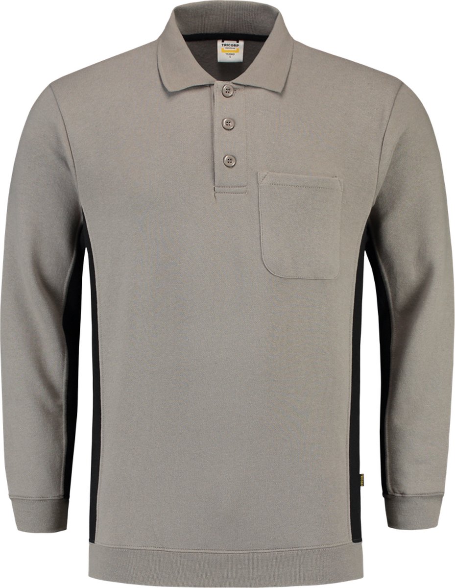 Tricorp 302001 Polosweater Bicolor Borstzak - Grijs/Zwart - 7XL
