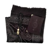 Geschenkset Zwart met Glitter Gebedskleed, Kristal tasbih en Velvet Koran