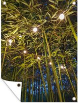 Tuin decoratie Bos - Lichtsnoer - Bamboe - 30x40 cm - Tuindoek - Buitenposter
