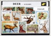 Herten – Luxe postzegel pakket (A6 formaat) : collectie van 25 verschillende postzegels van herten – kan als ansichtkaart in een A6 envelop - authentiek cadeau - kado tip - geschen
