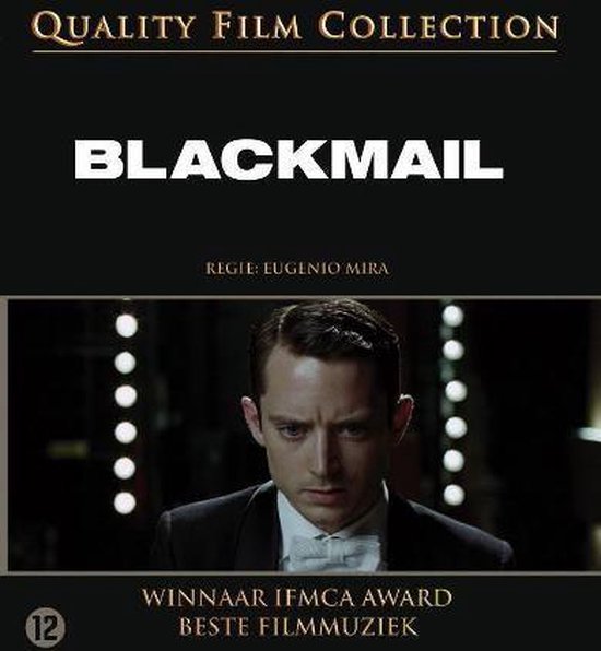 Blu-ray hoes van Blackmail. Elijah Wood met smoking. "WINNAAR IFMCA AWARD BESTE FILMmuziek".