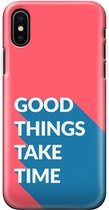 Apple iPhone X/10/XS Telefoonhoesje - Extra Stevig Hoesje - 2 lagen bescherming - Met Quote - Good Things - Rood