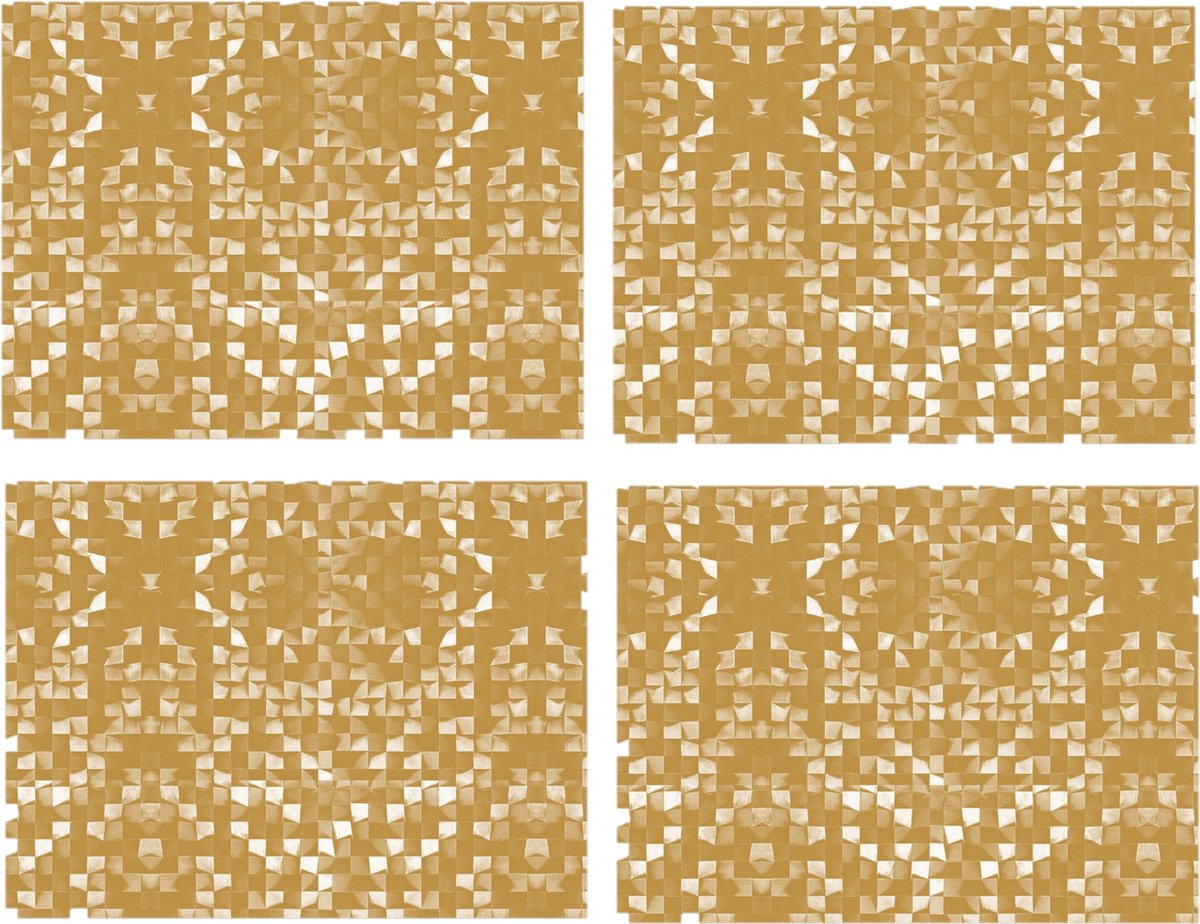 8x stuks retro stijl gele placemats van vinyl 40 x 30 cm - Antislip/waterafstotend - Stevige top kwaliteit