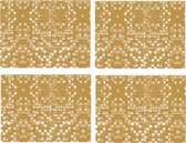 8x stuks retro stijl gele placemats van vinyl 40 x 30 cm - Antislip/waterafstotend - Stevige top kwaliteit