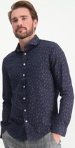 Haze & Finn Overhemd Satin Shirt Print Mc16 0117 Rubber Satin Flower Mannen Maat - L