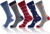 Monfoot - Grappige sokken - Dieren Sokken - 5 Pack - Maat 38 tot 40 - Patroon - Leuke Sokken - Vrolijke Sokken