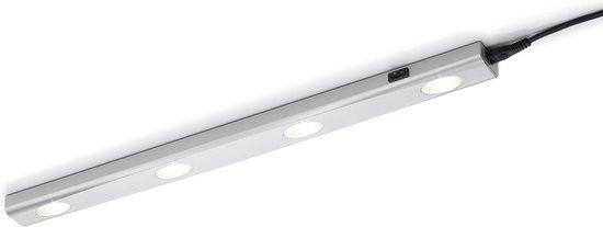 LED Keukenkast Verlichting - Torna Arigany - 4W - Koppelbaar - Warm Wit 3000K - 4-lichts - Rechthoek - Mat Grijs