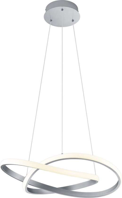 LED Hanglamp - Hangverlichting - Torna Corcy - 27.5W - Warm Wit 3000K - Dimbaar - Rond - Mat Nikkel - Aluminium