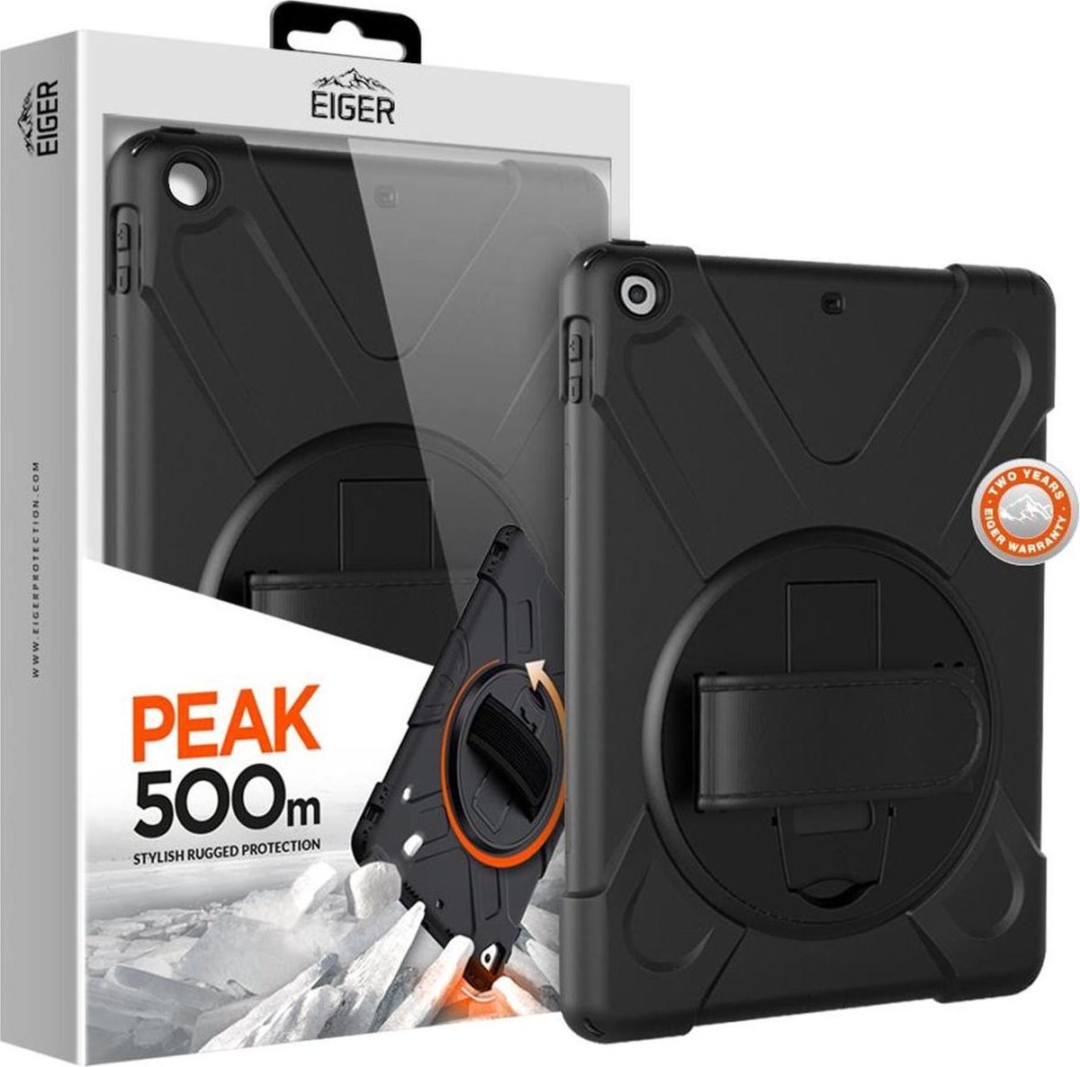 Eiger Peak 500m Back Cover Hoes Zwart Geschikt voor Apple iPad 10.2 (2019/2020/2021)