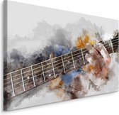 Schilderij - abstracte gitaar in handen, 4 maten, hoge kwaliteit canvas zeer scherp geprijsd