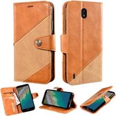 Voor Nokia C01 Plus Contrast Kleur Splicing Retro Textuur Horizontale Flip PU Lederen Case met Kaartsleuven & Houder & Portemonnee (Bruin)