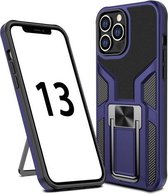 Armor 2 in 1 pc + TPU magnetische schokbestendige hoes met opvouwbare houder voor iPhone 13 Pro Max (blauw)