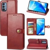 Voor OnePlus Nord N200 5G Effen Kleur Lederen Gesp Telefoon Case met Lanyard & Fotolijst & Kaartsleuf & Portemonnee & Stand Functie (Rood)