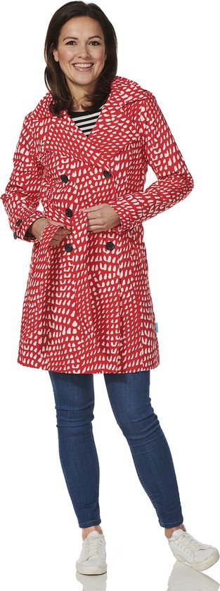 Roxy trench coat red/white-XXXL