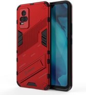 Voor vivo Y37 / V21e 4G Punk Armor 2 in 1 PC + TPU schokbestendig hoesje met onzichtbare houder (rood)