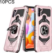 Voor Samsung Galaxy A11 EU Versie 10 PCS Union Armor Magnetische PC + TPU Schokbestendige Case met 360 Graden Rotatie Ring Houder (Rose Goud)