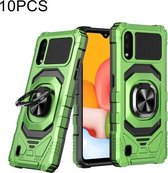 Voor Samsung Galaxy A01 10 PCS Union Armor Magnetische PC + TPU Shockproof Case met 360 Graden Rotatie Ring Houder (Smaragdgroen)