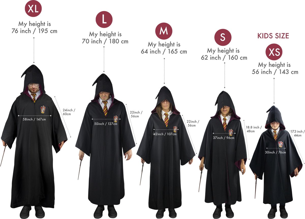 Harry Potter - Gryffindor Wizard Robe / Gryffoendor tovenaar kostuum (XS) — afbeelding 15