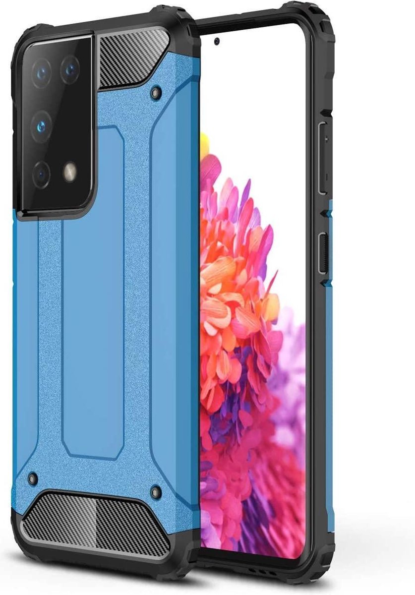 Armor Hybrid Hoesje Geschikt Voor: Samsung Galaxy S21 Ultra - Blauw