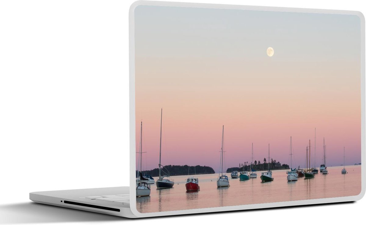 Afbeelding van product SleevesAndCases  Laptop sticker - 11.6 inch - Boten in Nova Scotia tijdens een volle maan