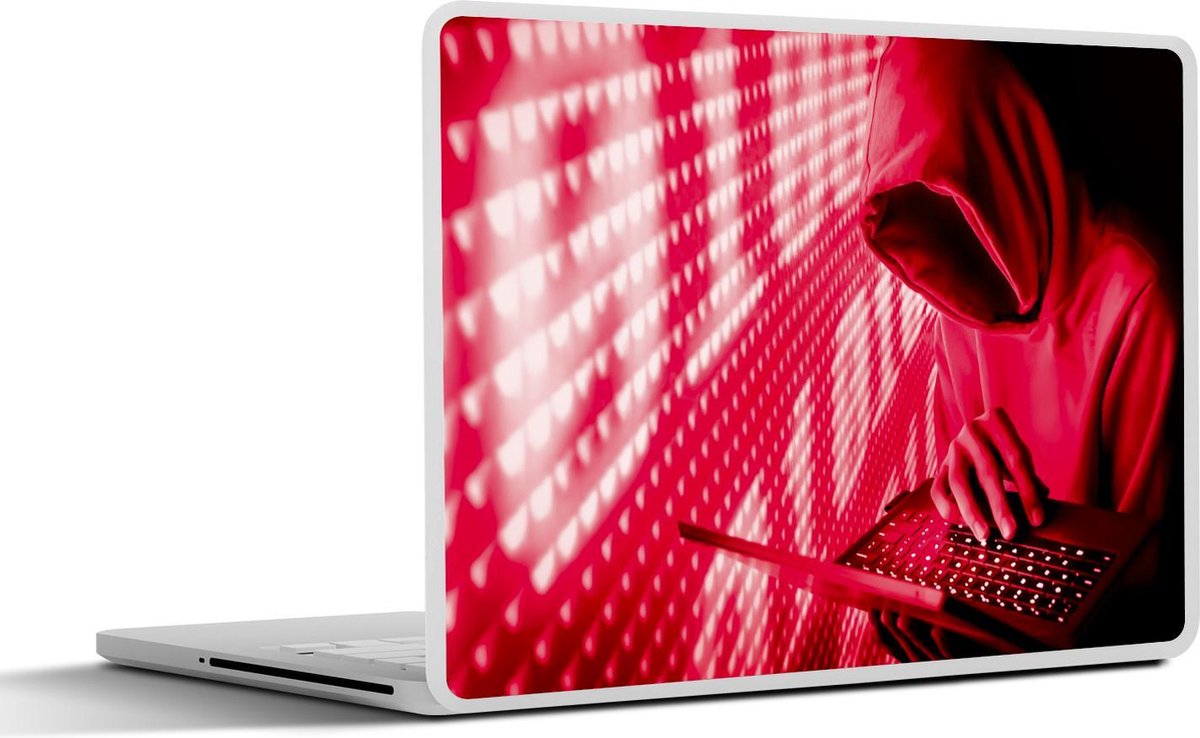 Afbeelding van product SleevesAndCases  Laptop sticker - 12.3 inch - Man met capuchon met een laptop