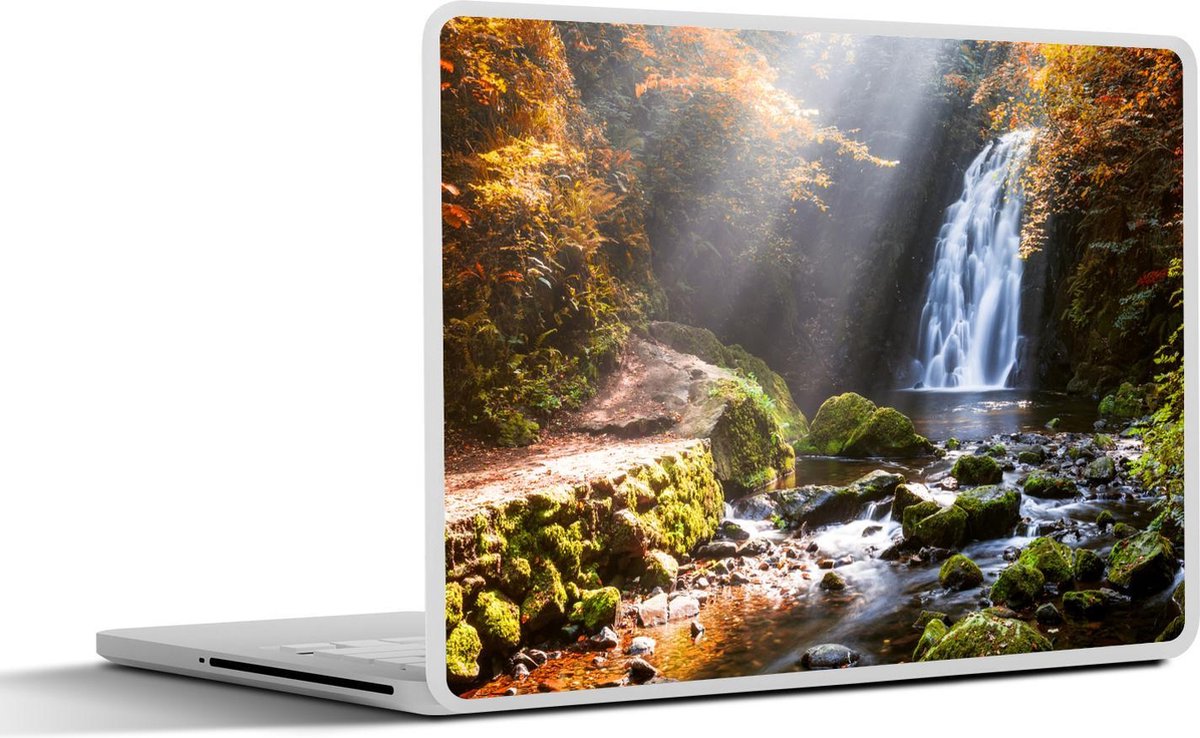 Laptop sticker - 17.3 inch - Waterval in de herfst - 40x30cm - Laptopstickers - Laptop skin - Cover