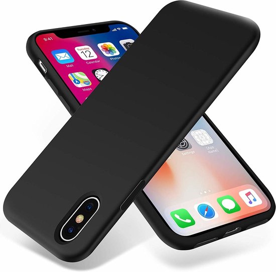 ShieldCase Coque en silicone iPhone X / Xs + Protecteur d'écran en verre gratuit - Noir