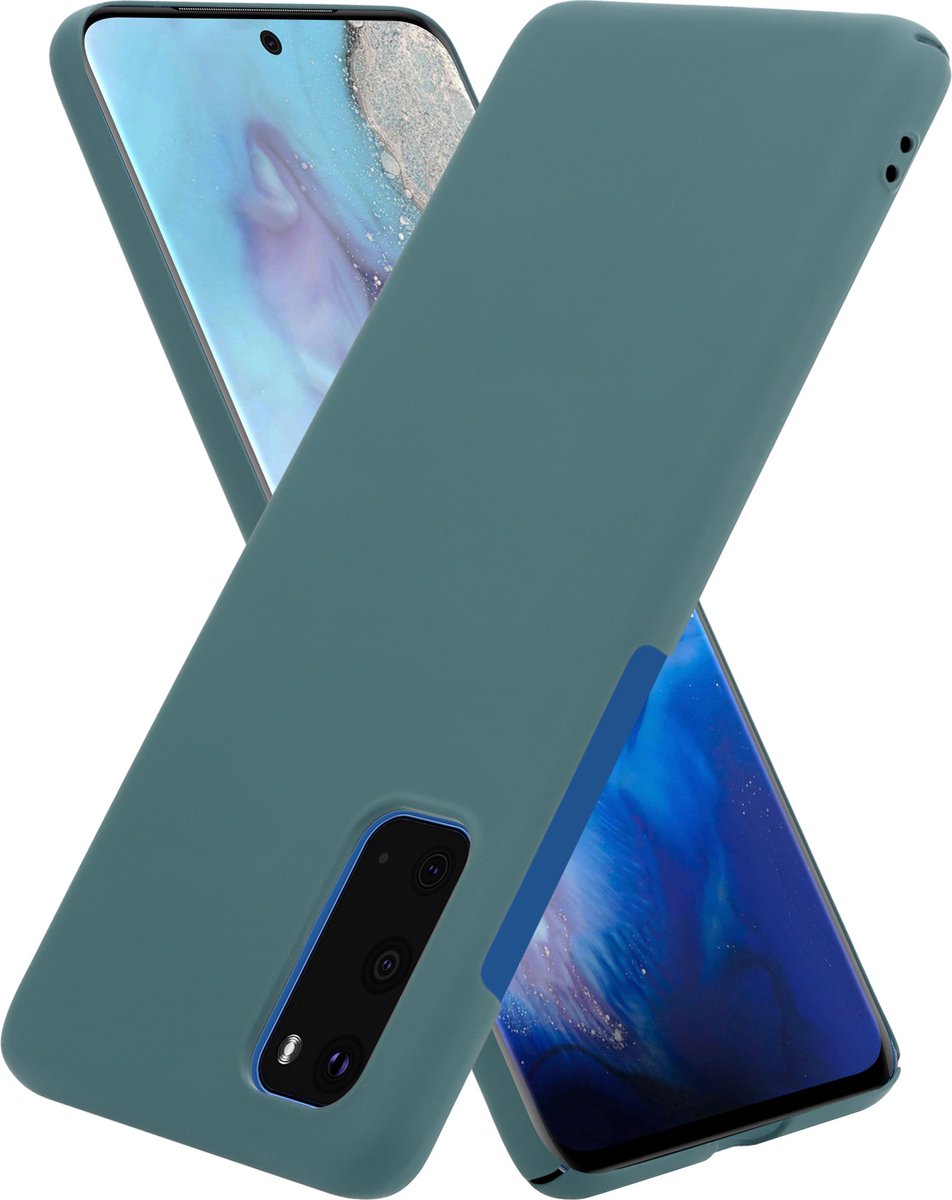 Slim case geschikt voor Samsung Galaxy S20 - groen + glazen screen protector