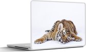 Laptop sticker - 15.6 inch - Tijger - Slaap - Wit - 36x27,5cm - Laptopstickers - Laptop skin - Cover