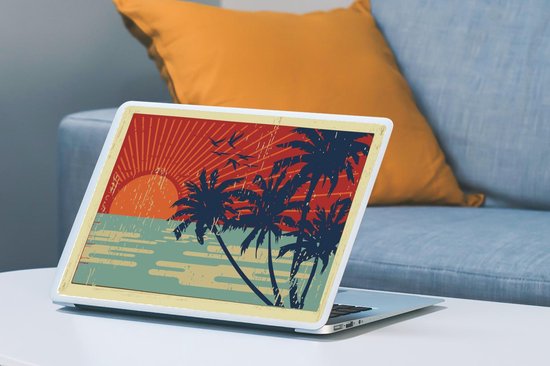 Sticker pour ordinateur portable - 15,6 pouces - Illustration d'une carte postale tropicale
