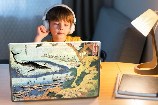 Sticker pour ordinateur portable - 15,6 pouces - Une baleine à Goto - peinture de Katsushika Hokusai
