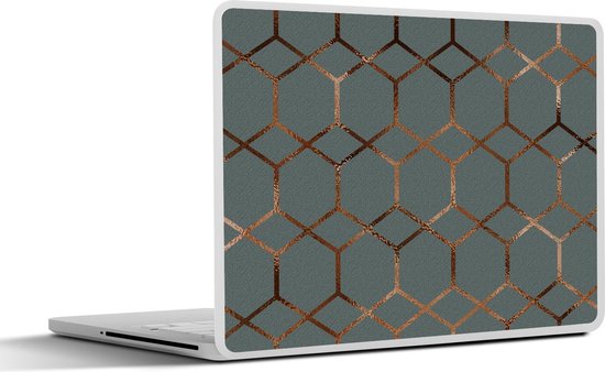 Foto: Laptop sticker 15 6 inch patronen blauw luxe brons 36x27 5cm laptopstickers laptop skin cover