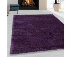 Ayyıldız FLUFFY Rechtech Purper Shaggy Modern Vloerkleed - 60 X 110 CM - Polypropyleen - Jute