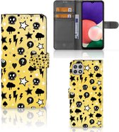 Téléphone Portable Couverture Standing pour Samsung Galaxy A22 5G Coque Punk Jaune
