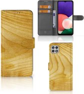 GSM Hoesje Samsung Galaxy A22 5G Wallet Book Case Licht Hout