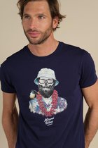 DEELUXE T-shirt met skull print ALOHA Navy