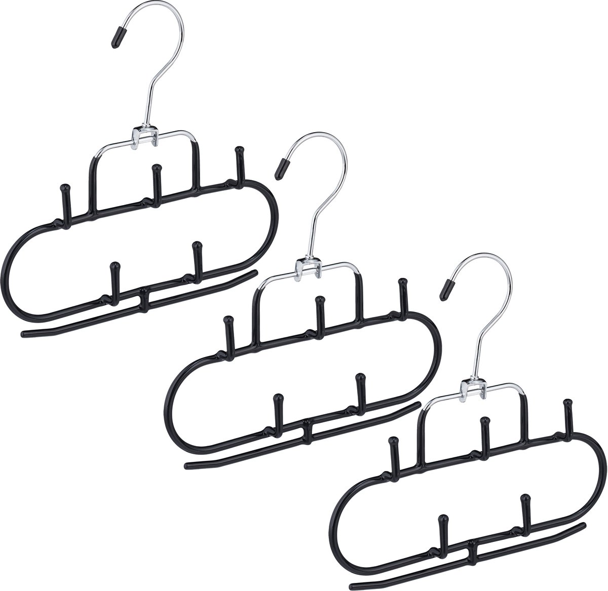 riemhouder - set van 3 - 5 haken - stropdashanger - stropdashouder - metaal