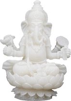 Ganesha beeldje - 10 - Witte Albast - Polyresin