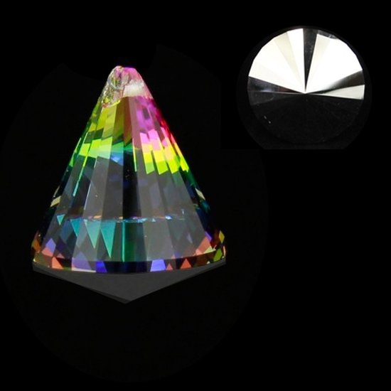 Cône en cristal arc-en-ciel multicolore qualité AAA - 4,2x5,3 cm (3 pièces) - M