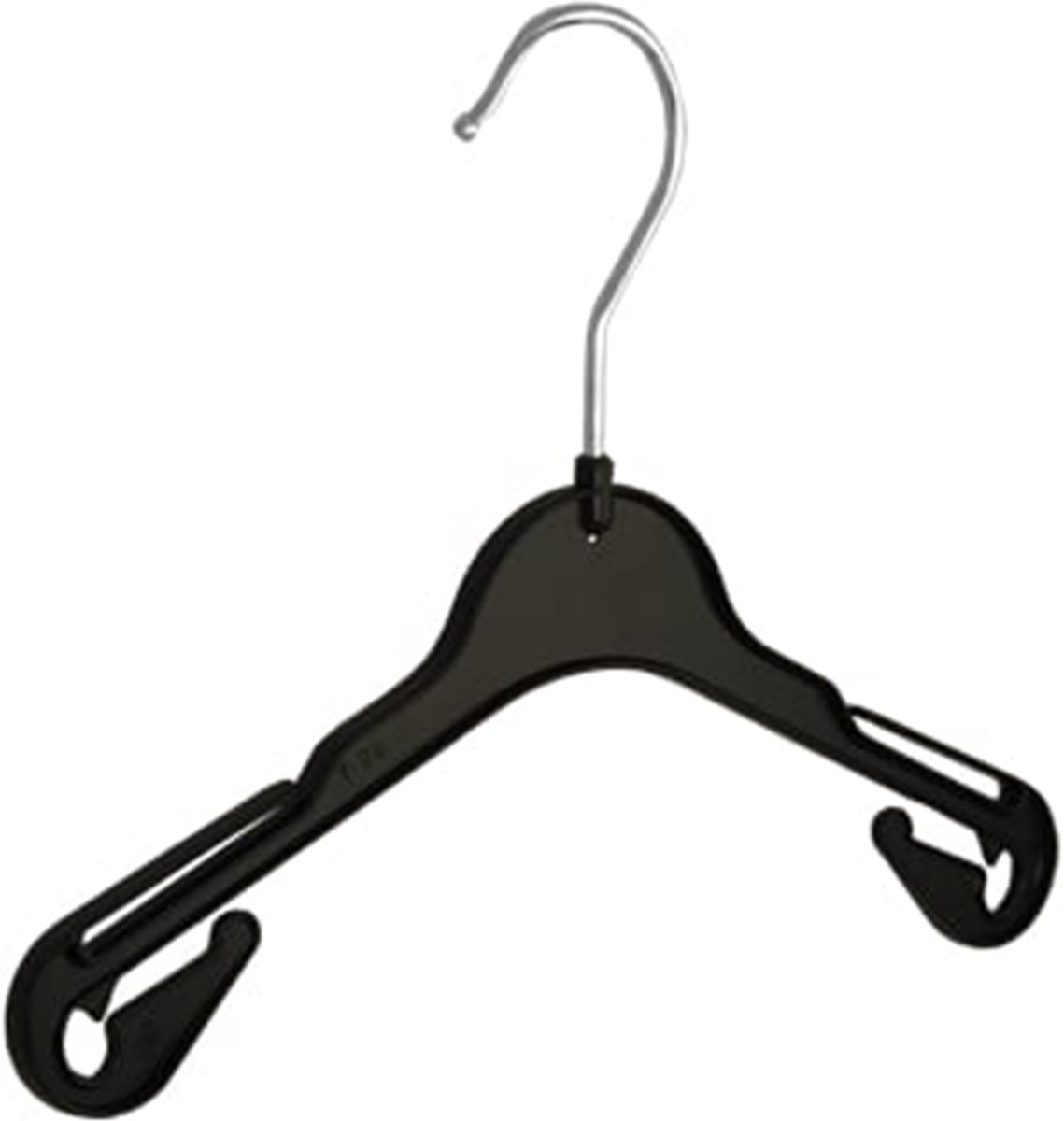 De Kledinghanger Gigant - 20 x Blousehanger / shirthanger / babyhanger / kinderhanger (T26) kunststof zwart met rokinkepingen, 26 cm
