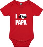 I love papa tekst baby rompertje rood jongens en meisjes - Kraamcadeau/ Vaderdag cadeau - Babykleding 92 (18-24 maanden)