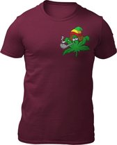 Stony The Ganjaplant - Teddy The Gangster - Heren T-Shirt - Getailleerd - Katoen - Ronde Hals - Wiet -Weed - Stoned