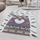 Vrolijk kinderkamer vloerkleed Funny - Lama - violet - 120x170 cm