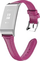 By Qubix - Fitbit Charge 3 & 4 Slim Fit Leather bandje - Paars - Fitbit charge bandje