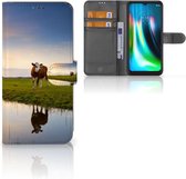 Smartphone Hoesje Motorola Moto G9 Play | E7 Plus Flip Case Koe