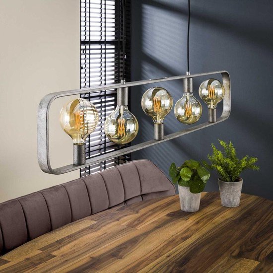 Hanglamp Industrieel - 5-Lichts - Metaal - Rechthoek - Lamp Strip - Giga  Meubel | bol.com